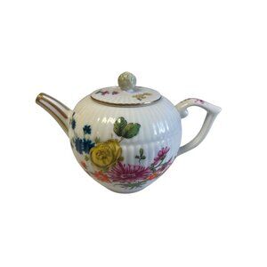 Fürstenberg Fine Mini  Porcelain Floral Teapot With Gold Accents